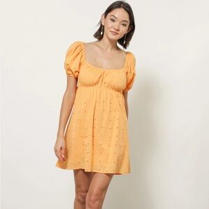 Line and Dot Orange Trixie Mini Dress